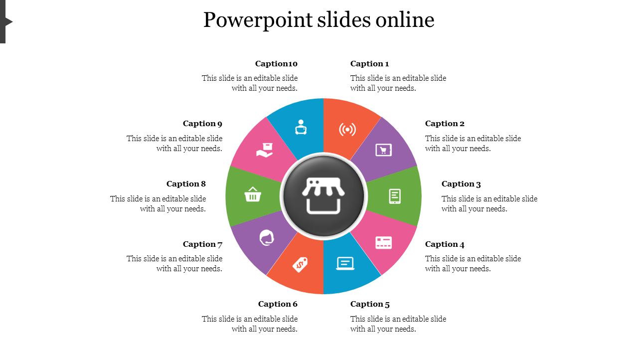 Multicolor PowerPoint Slides Online With Circle Model